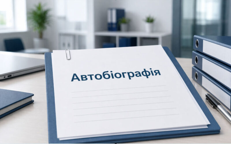 Документ автобіографія на столі