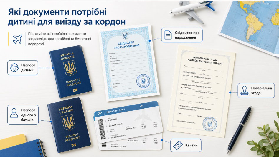 Які документи потрібні дитині для виїзду за кордон