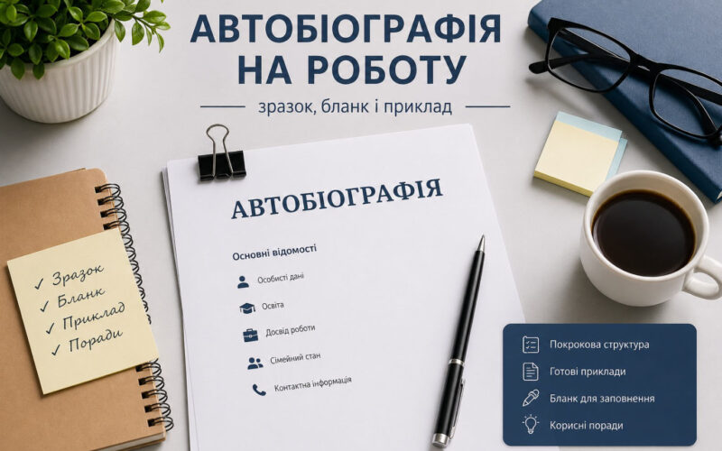 Автобіографія на роботу зразок і бланк