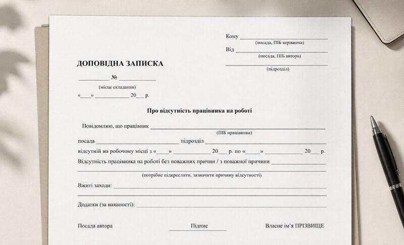 доповідна записка про відсутність працівника